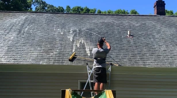 Before and after results of roof washing by Fairview Park Power Washing in Fairview Park